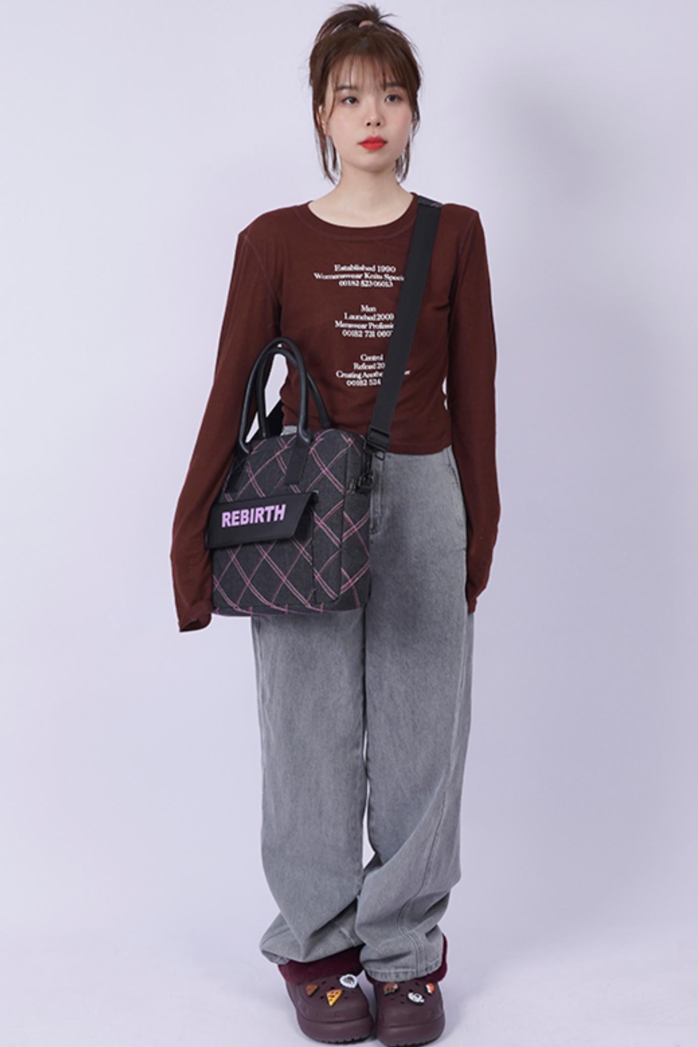 Plaid Denim Laptop Bag