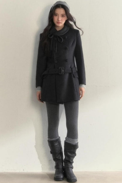 Double Breasted Low-Belt Mid-Length Coat