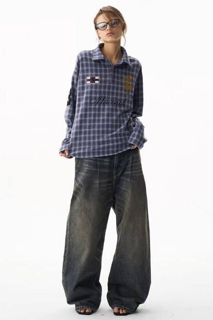 American Retro Plaid Polo Shirt