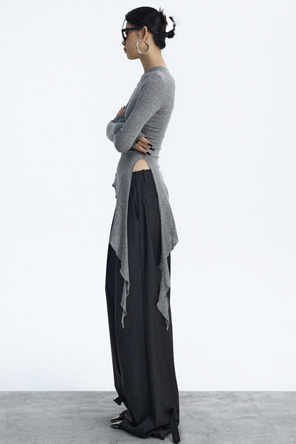 Dark Gray Pleated Suit Pants