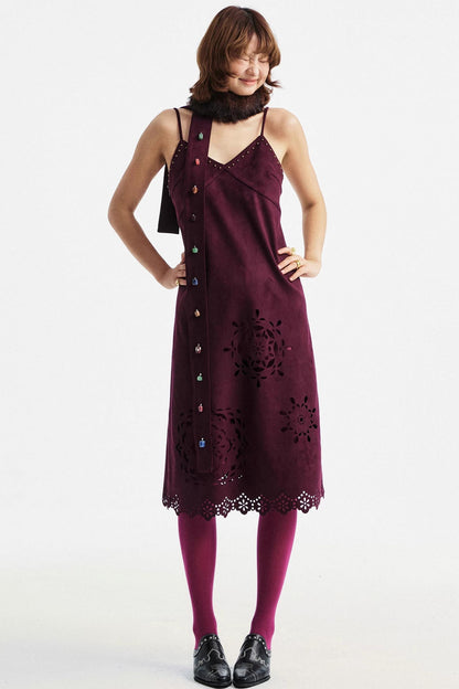 Two-Tone Lace Suede Dress