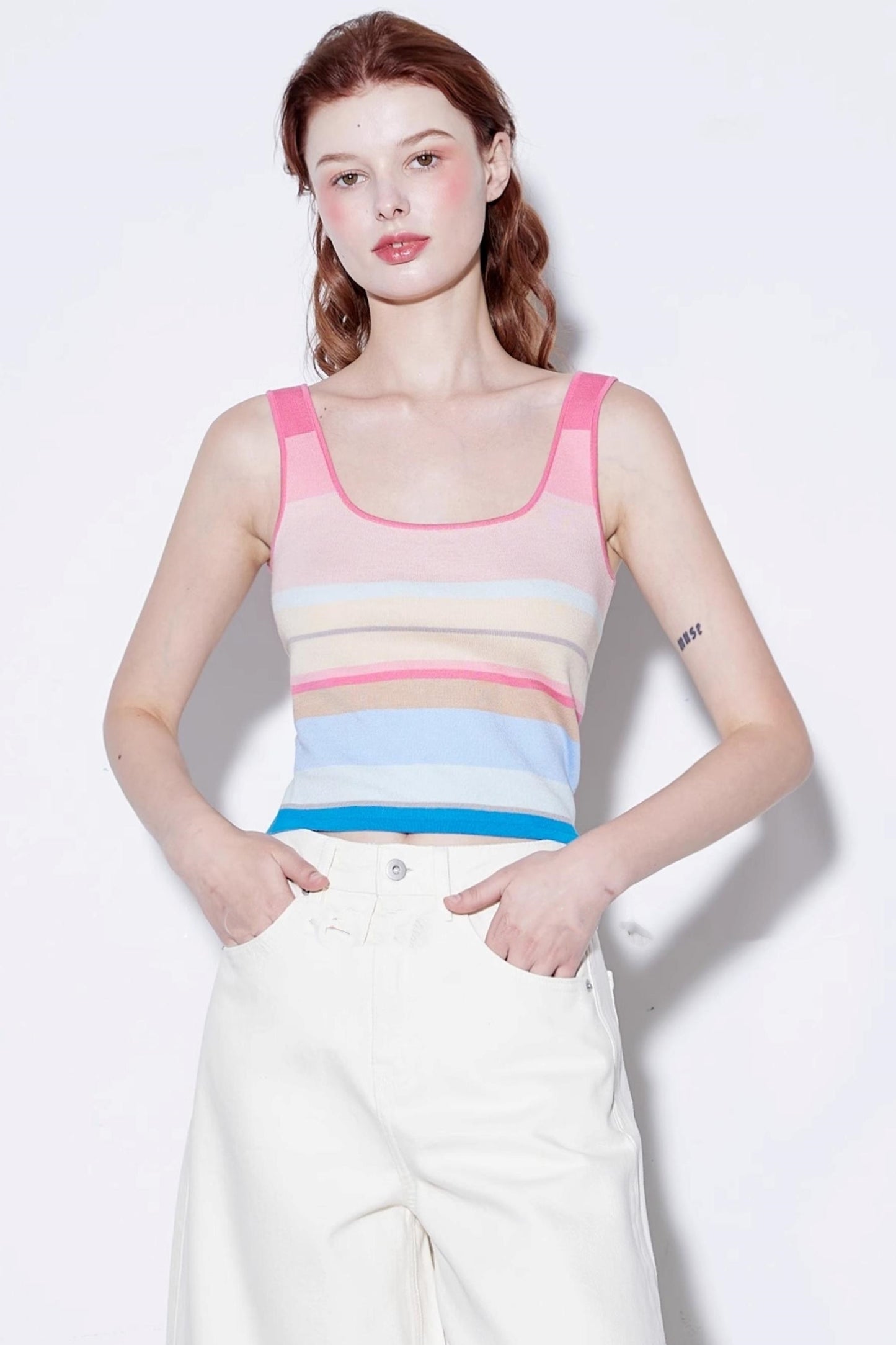 Summer Stripe Silk-Lycra Knit Vest