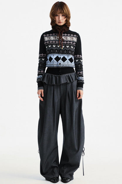 Retro Bear Jacquard Wool Cardigan