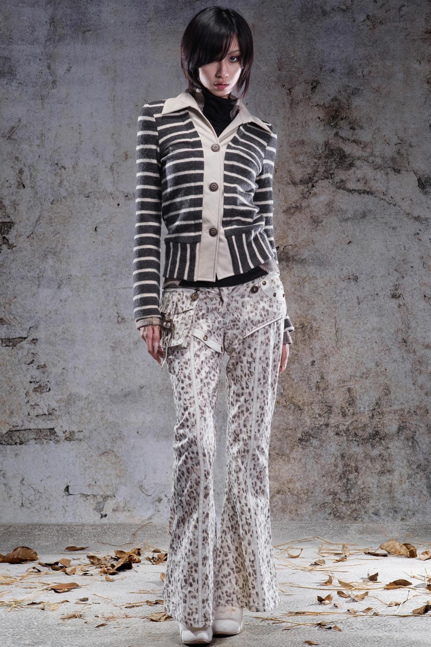 Vintage Leopard Print Flared Pants