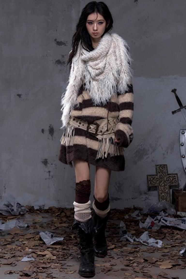 Vintage Fringe Triangle Scarf