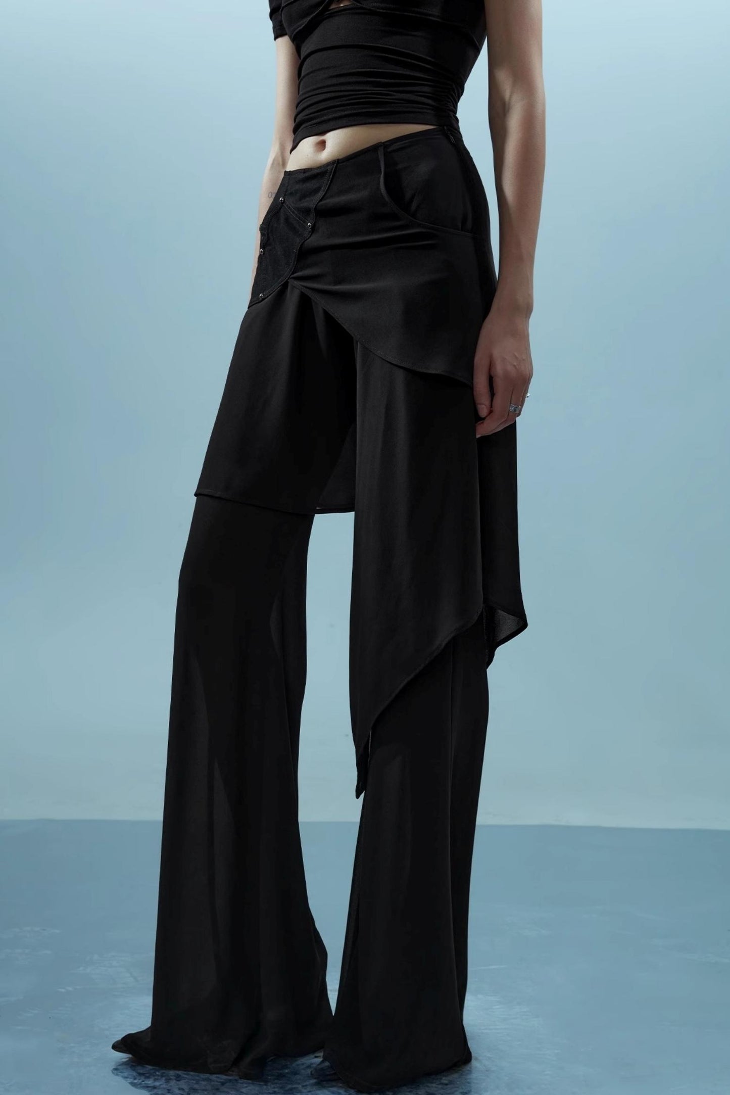 Layered Chiffon Windbreaker Pants