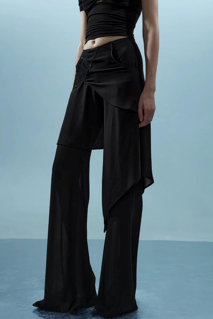 Layered Chiffon Windbreaker Pants