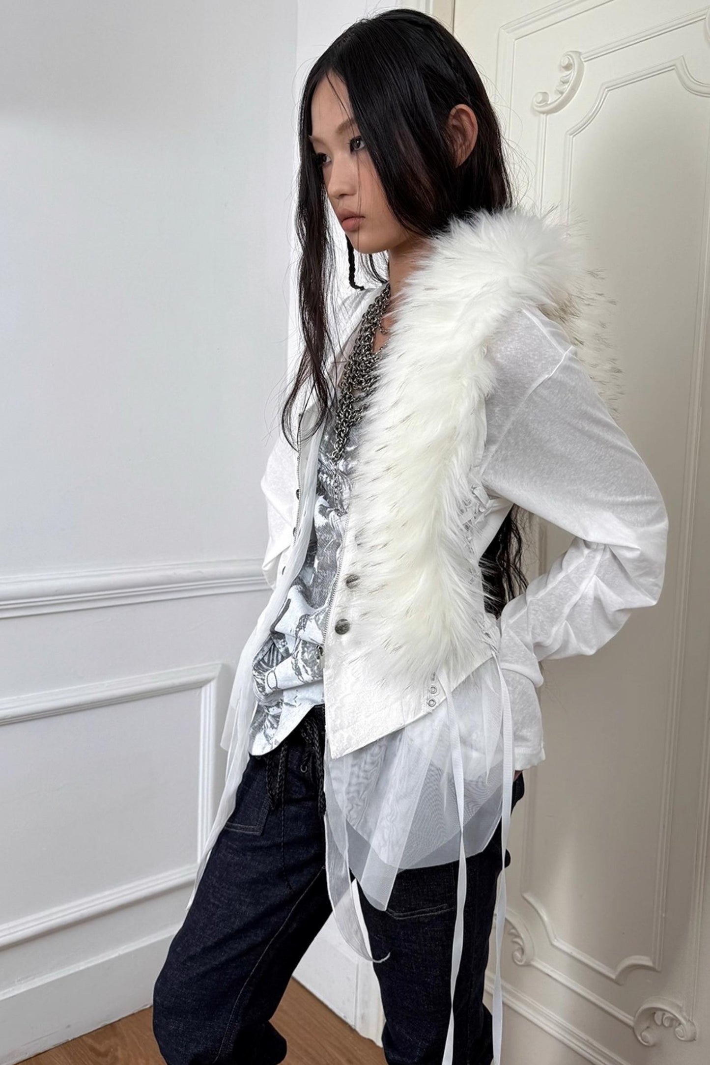 Drop-Shoulder Punk Long Sleeve T-Shirt