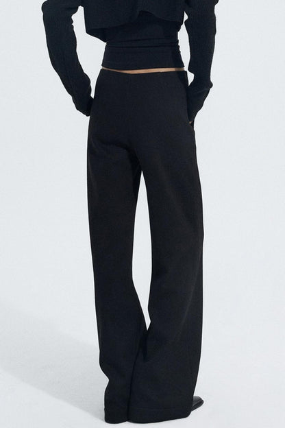 Solid V-Waist Fleece Pants