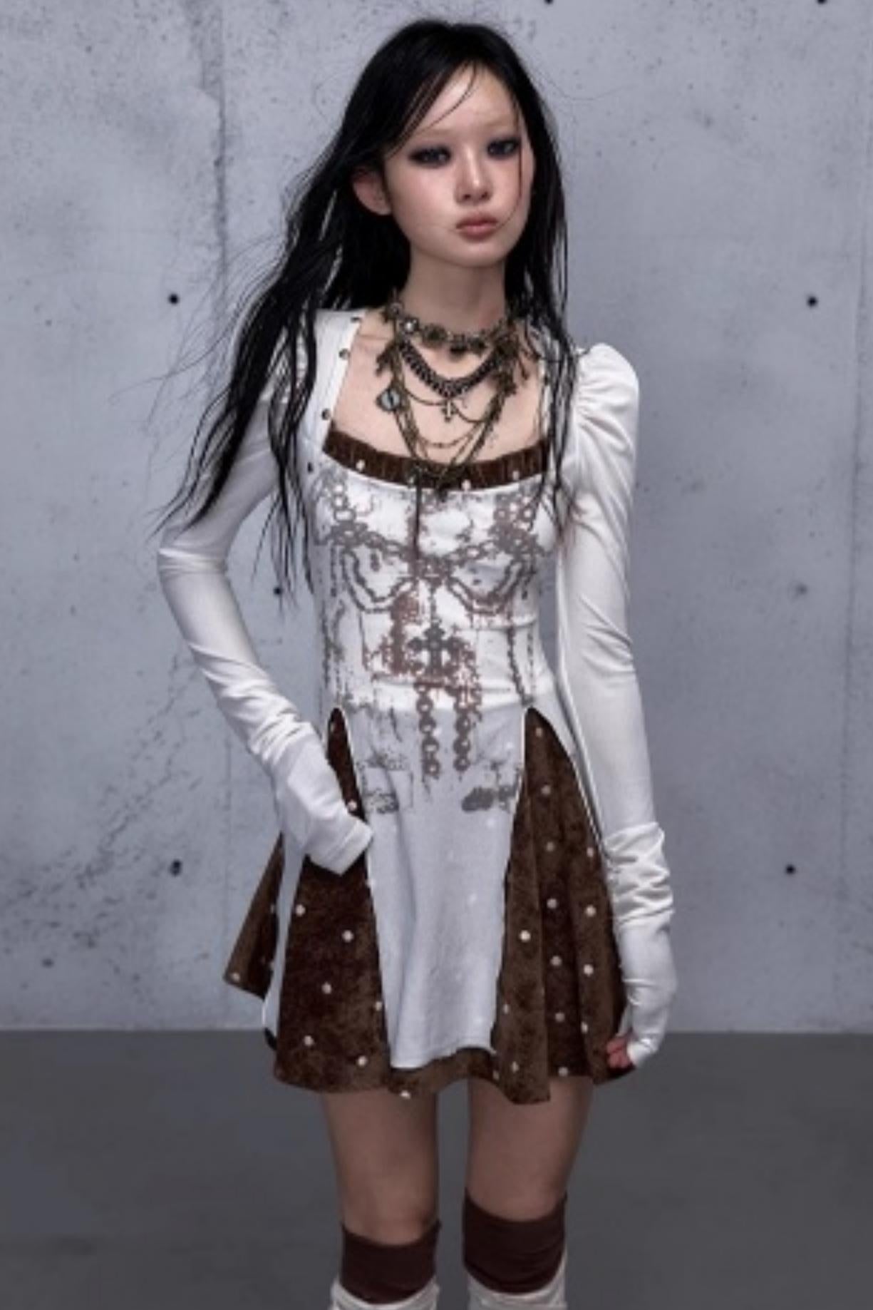 Baroque Velvet Plaid Dress