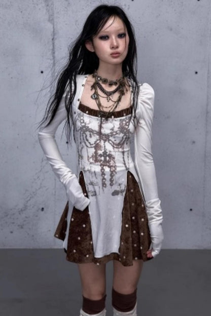 Baroque Velvet Plaid Dress