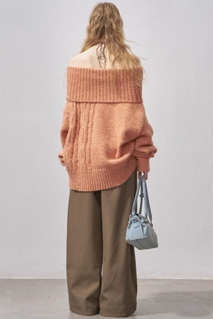 One-Shoulder Cable-Knit Sweater