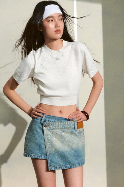 Origami Denim A-line Skirt