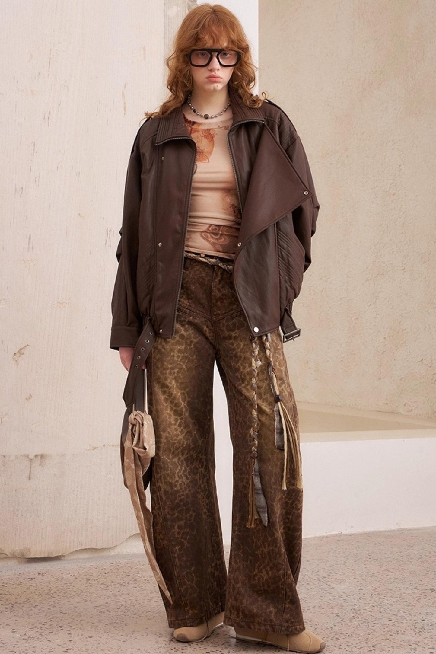 Leopard Print Straight Loose Pants