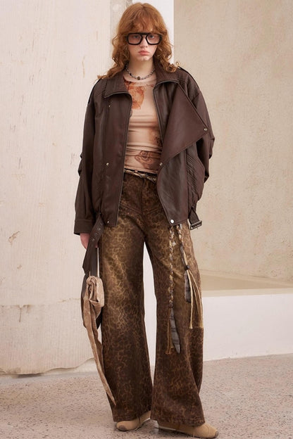 Leopard Print Straight Loose Pants