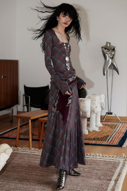 Vintage Check Slim Dress