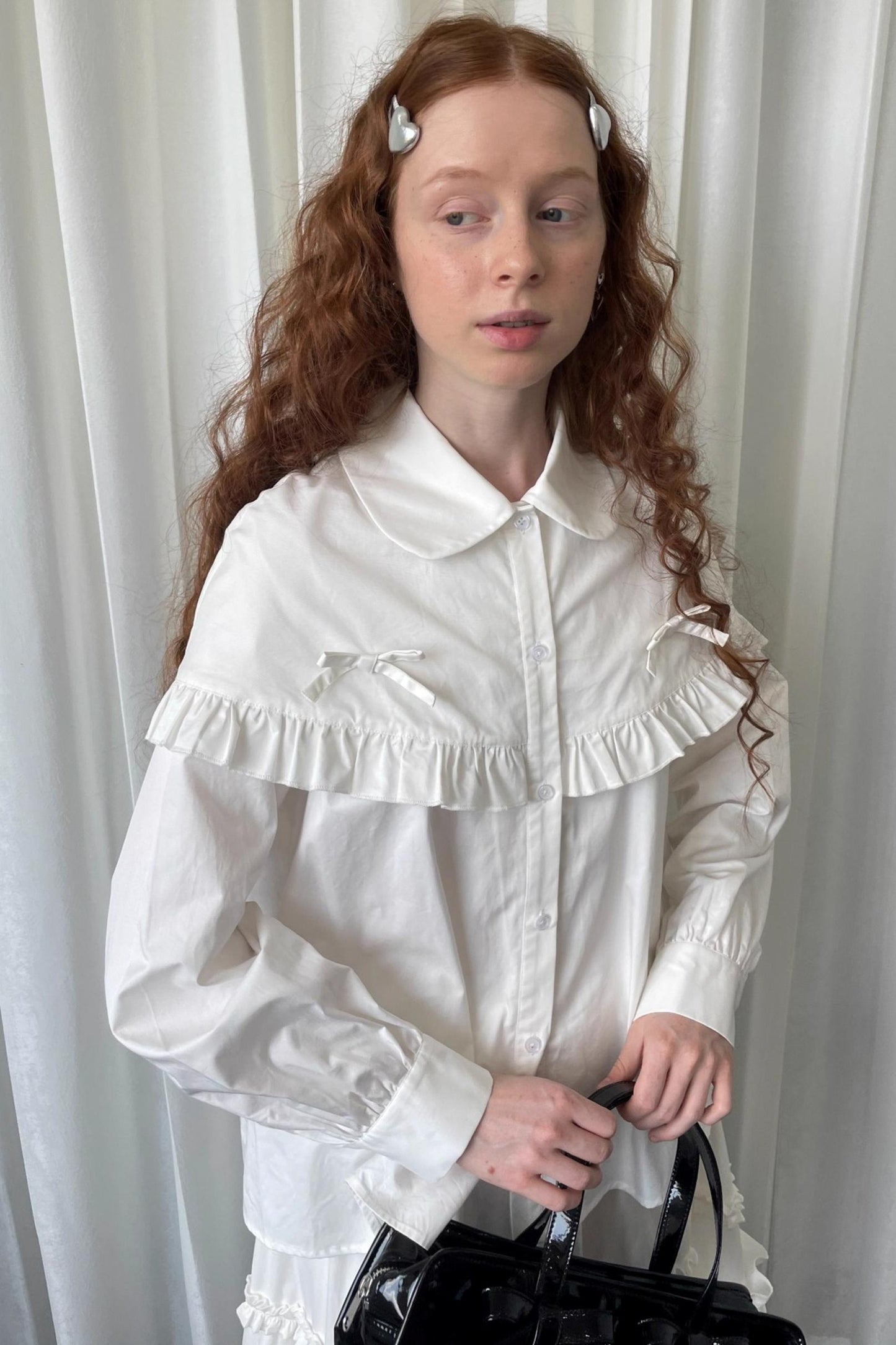 Navy Lace Doll Collar Shirt