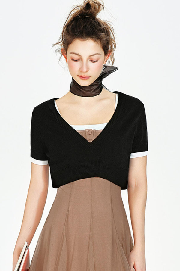 Chic V-Neck Mesh Dress Set-Up