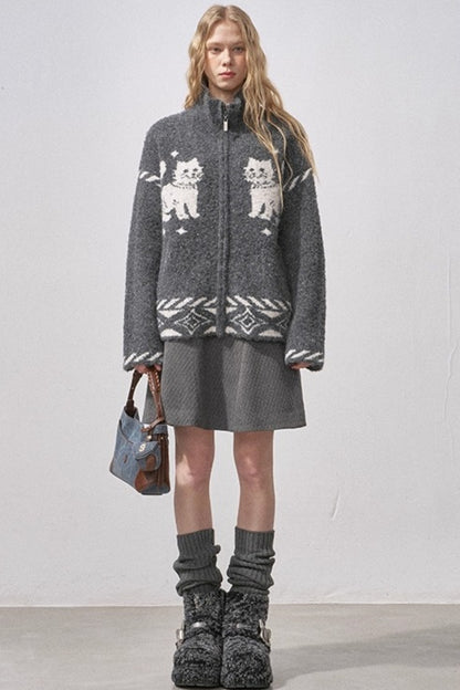 Split Wool Plaid A-Line Skirt