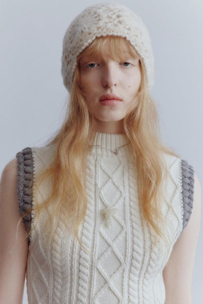 Lamb Cotton Crochet Woolen Vest