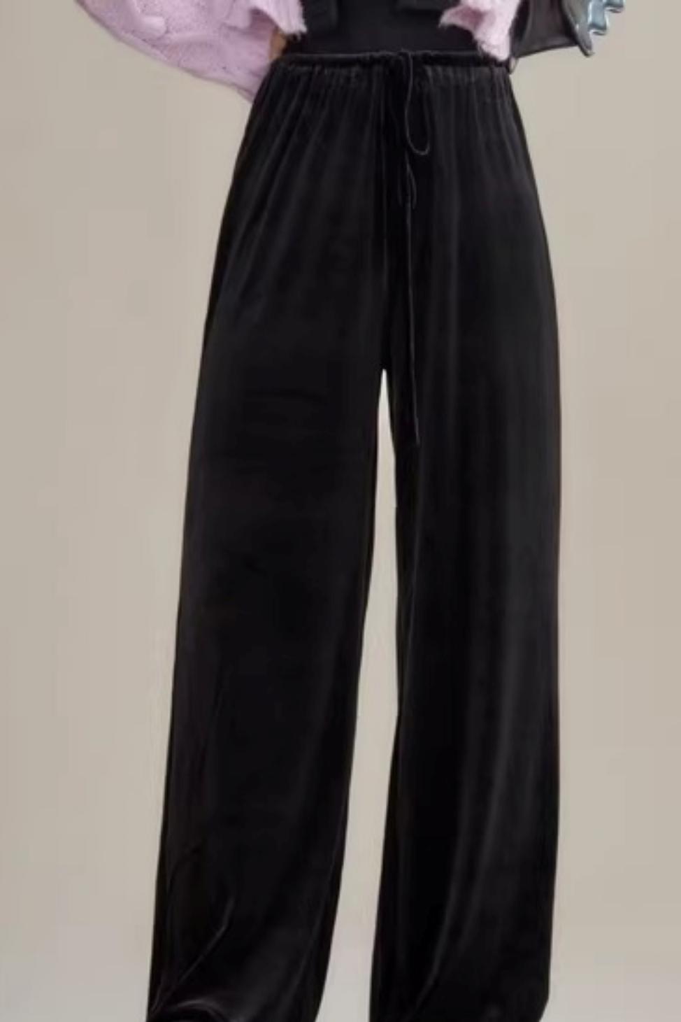 Swan Velvet Wide-Leg Pants