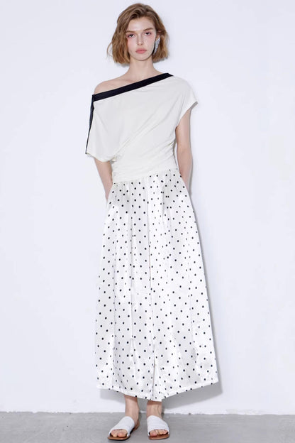 Off-White Polka Dot Silk Pants
