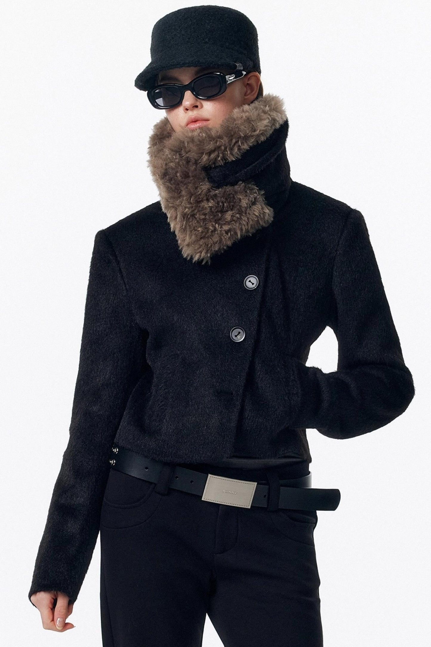 Detachable Fur Wool Coat