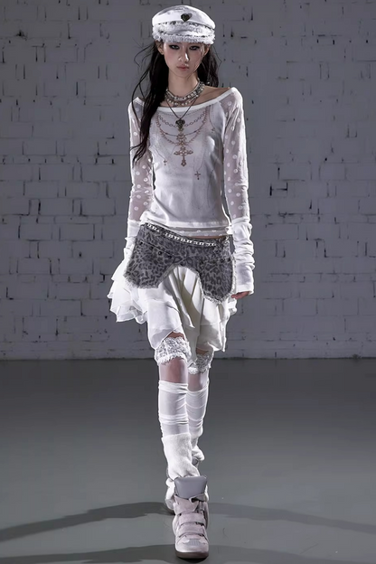 Barock beflockte Stickerei-Bluse
