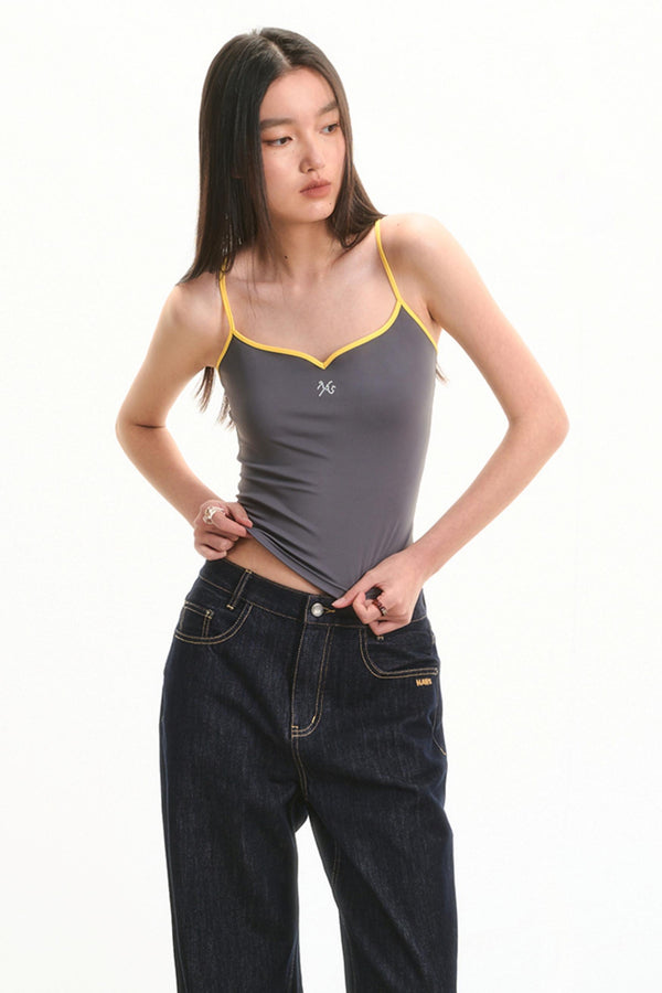 Pearl Collar Shoulder Strap Vest