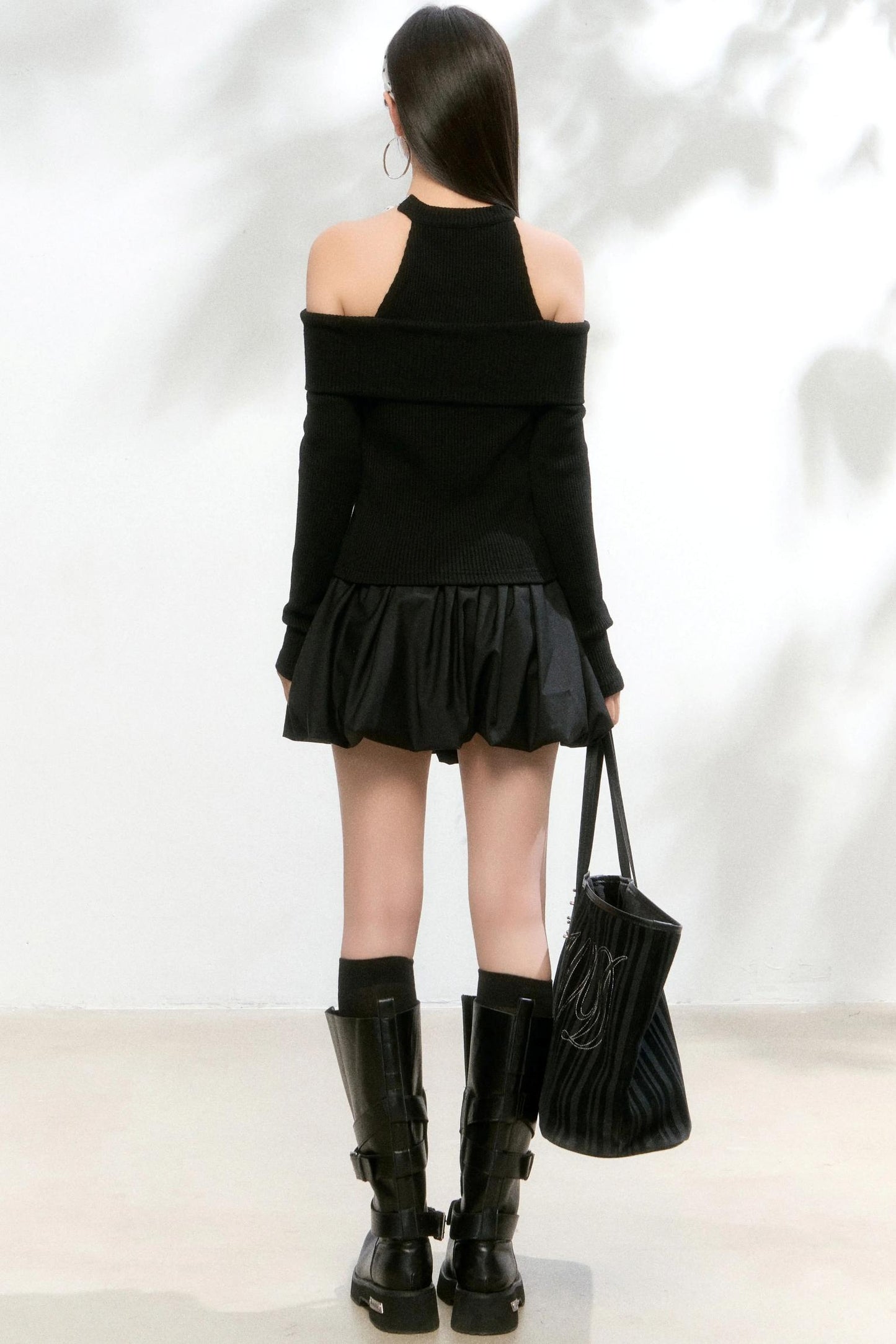 Polka Dot Knitwear Sweater Skirt Set-Up