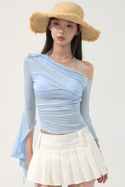 Sweet Off-Shoulder Pleated Top
