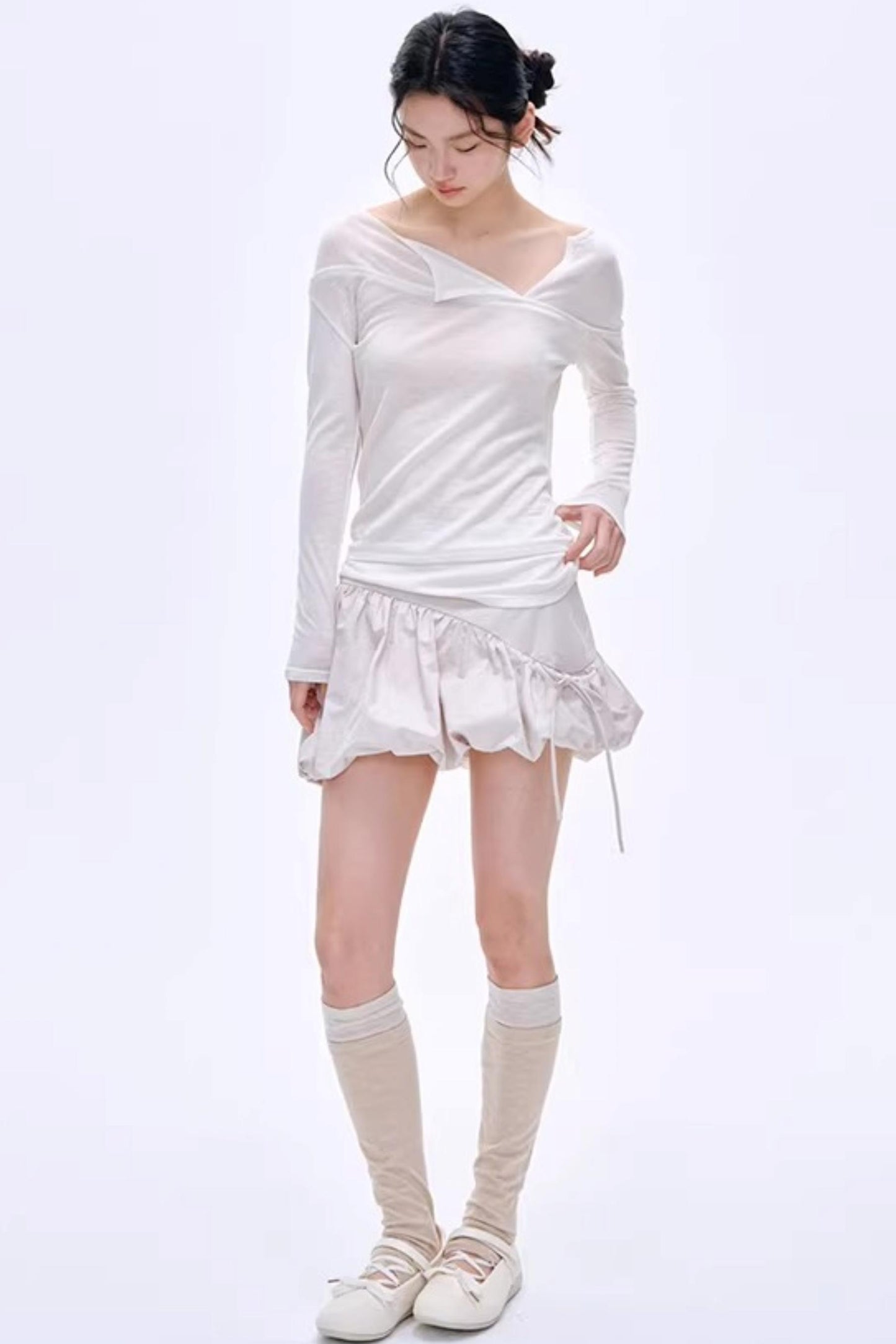 Asymmetrical Wool Blend Blouse
