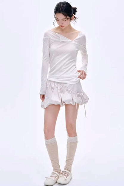 Asymmetrical Wool Blend Blouse