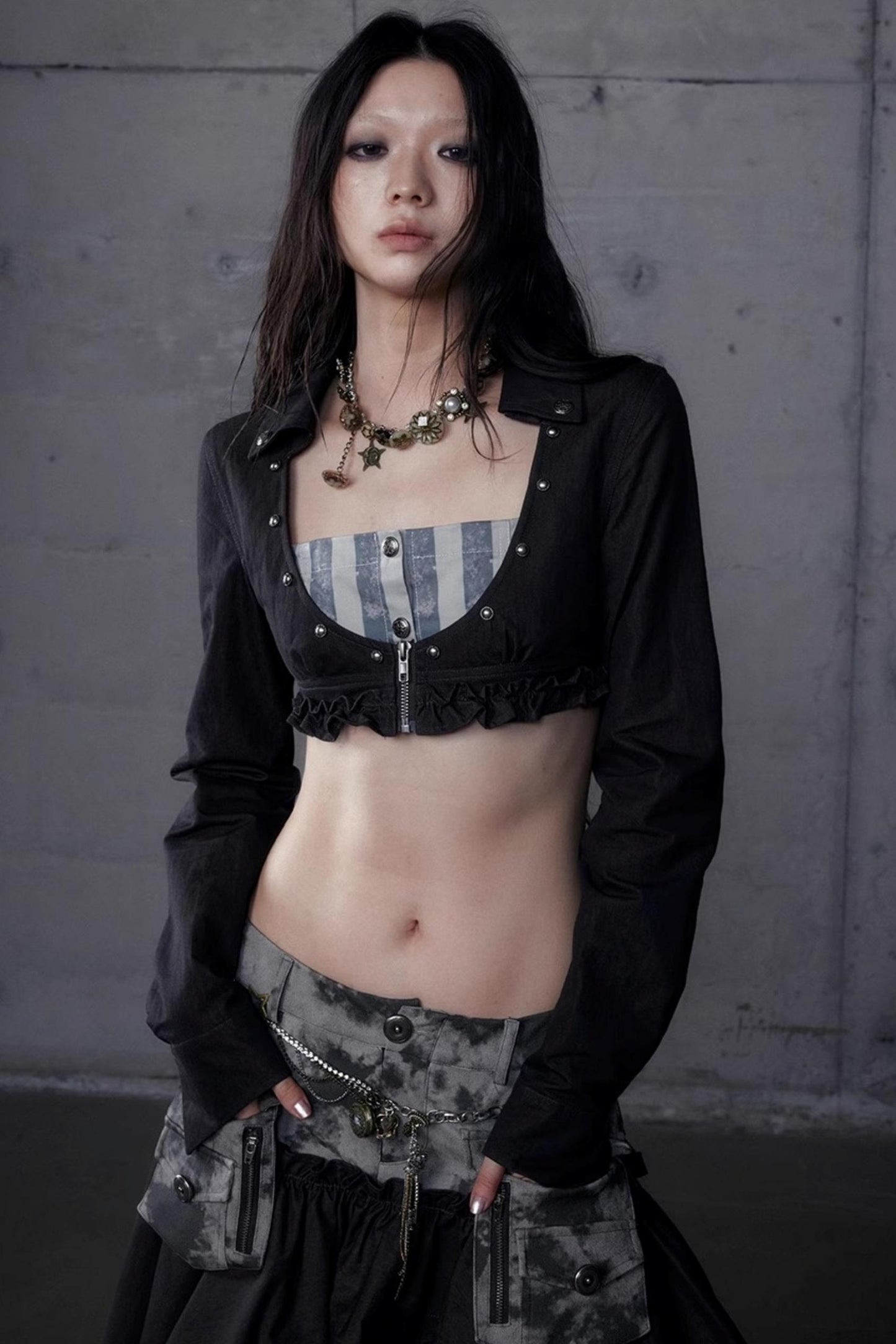 Vintage Punk Court Slim Print Long-Sleeved Shirts