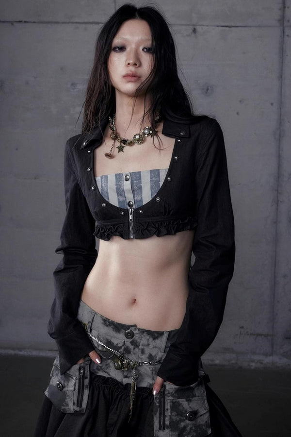 Vintage Punk Court Slim Print Long-Sleeved Shirts