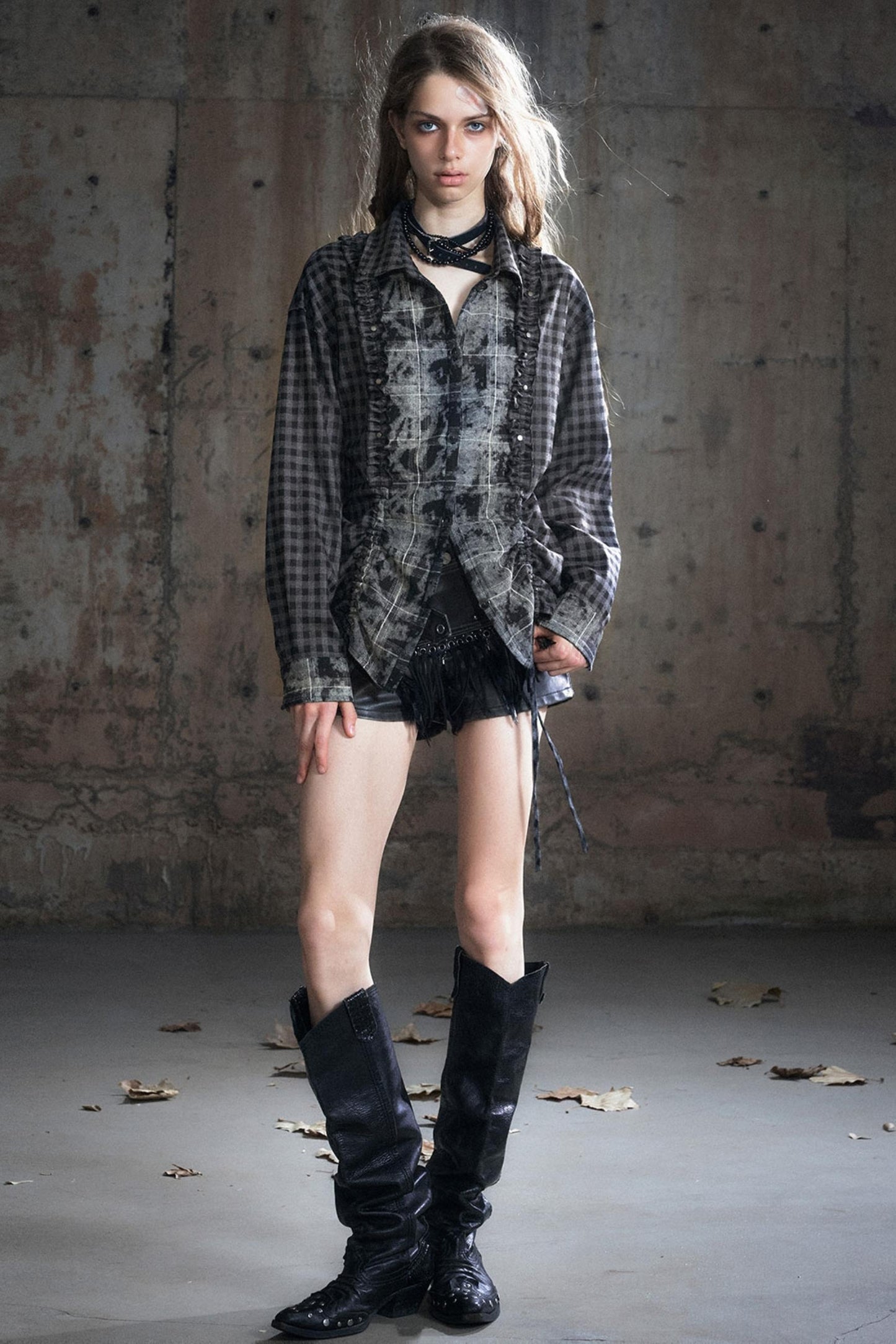 Wander Pleated Distressed Chiffon Shirt