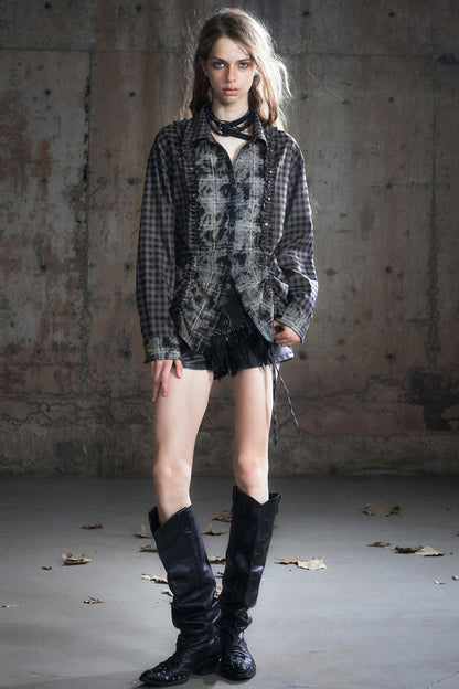 Wander Pleated Distressed Chiffon Shirt