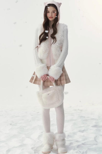 Eco-Friendly Fur Patchwork Jacket