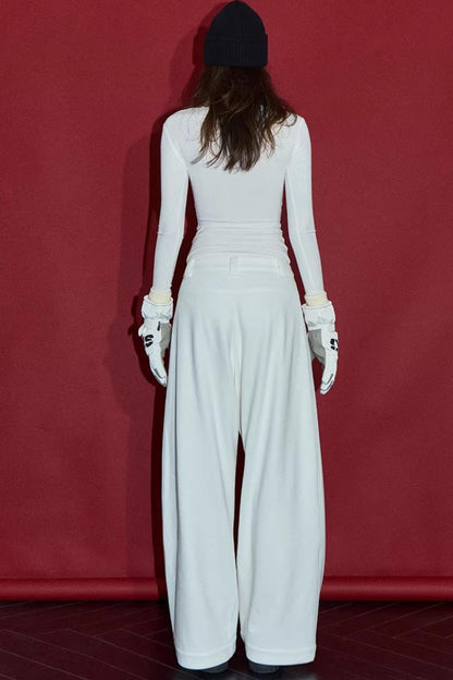 Warm Fleece Wide-Leg Pants