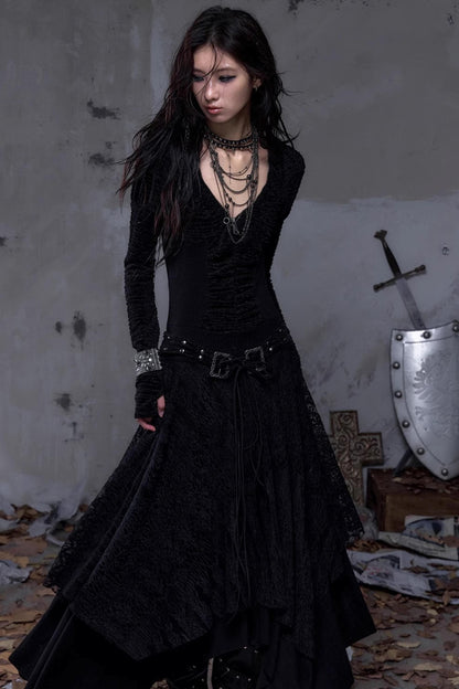 Court Dream Puff Sleeve Lace Maxi Dress