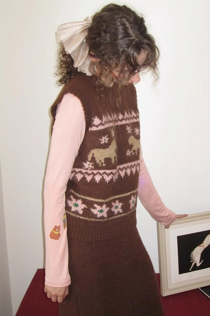 Alpaca Blend Vest Skirt Set