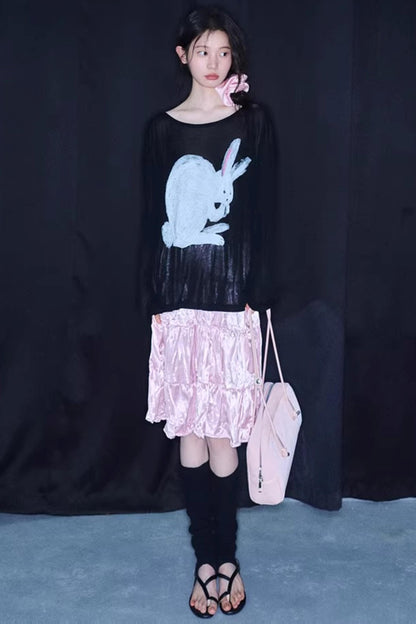 Sparkling Pearlescent Satin Skirt