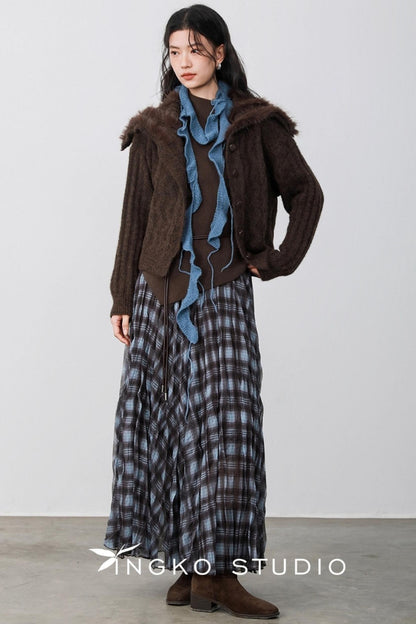 Blue Plaid Gauze Skirt