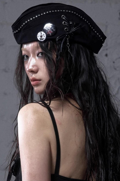 White-Black Sailor Hat