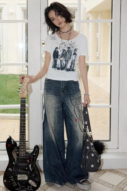 High-Waisted Flared Jeans