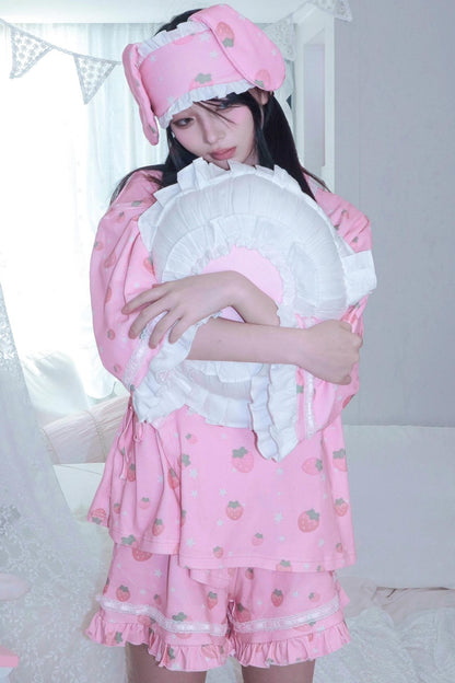 Soft Strawberry Star Pajamas Set-Up