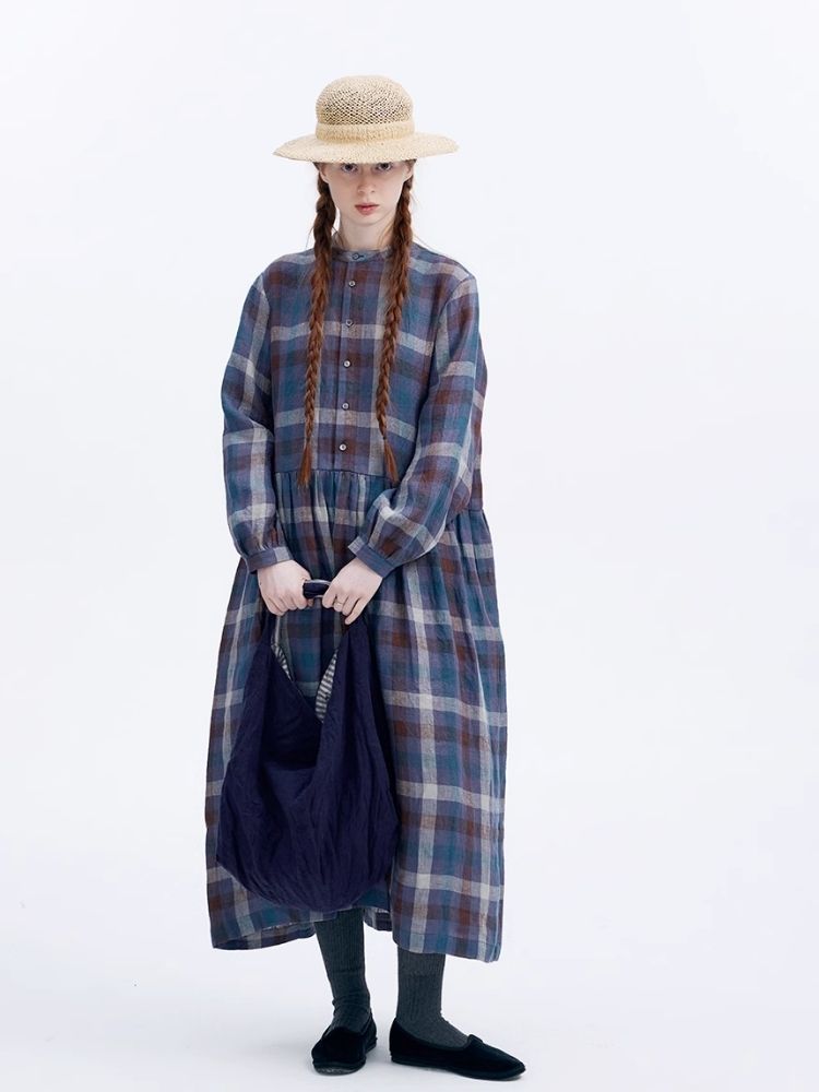 Plaid Long Sleeve Dress