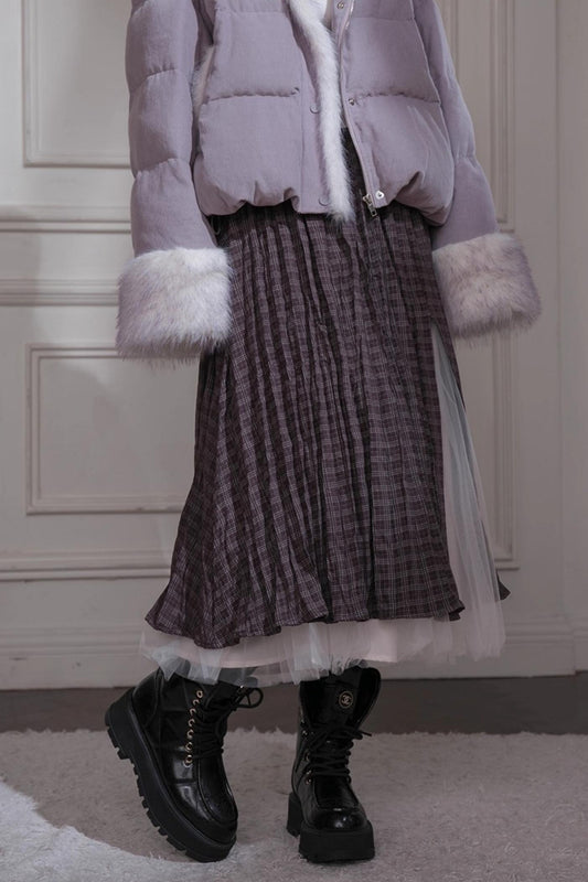 Romantic Pleated Plaid Skirt