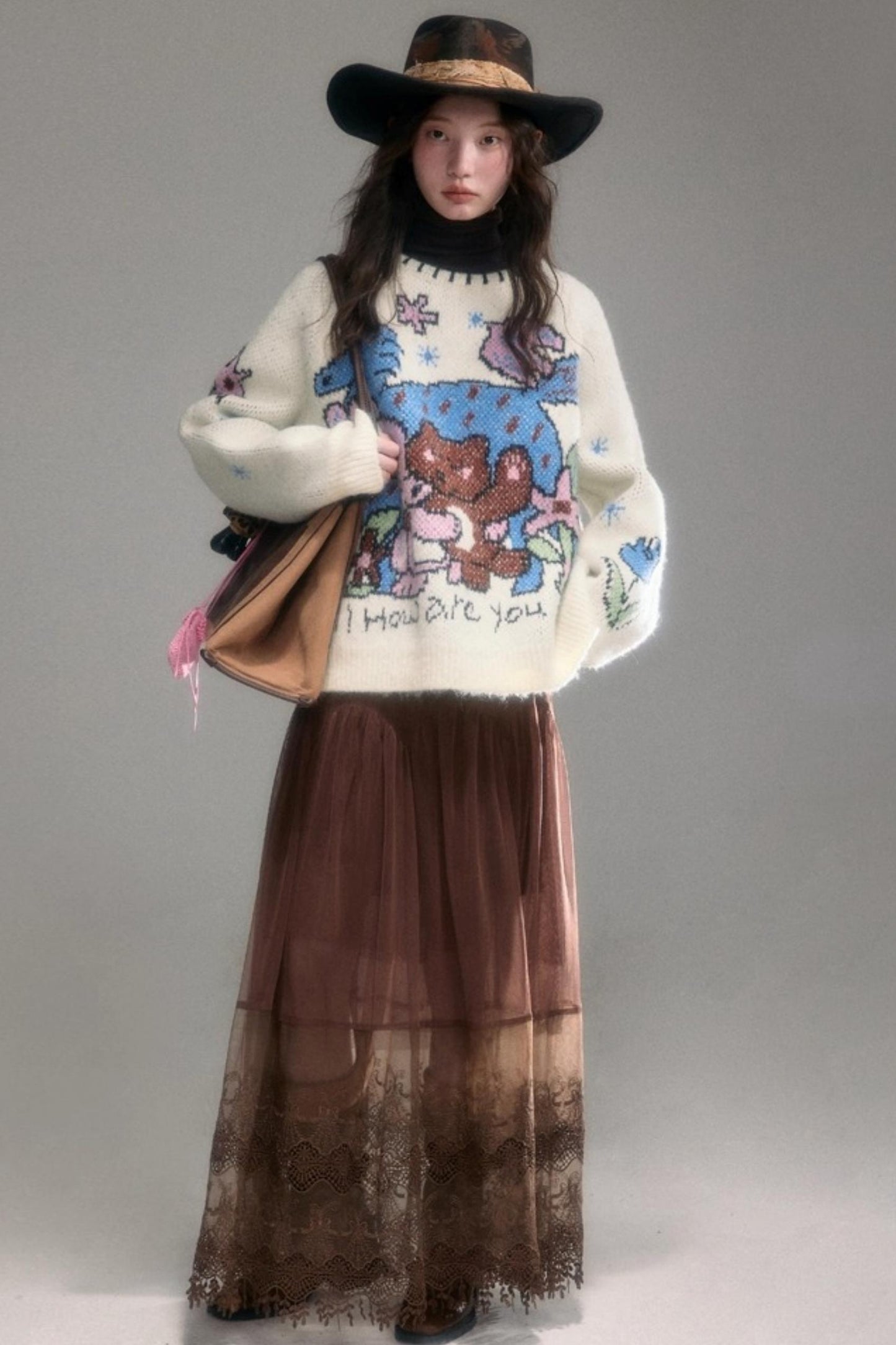 Plush Animal Jacquard Sweater