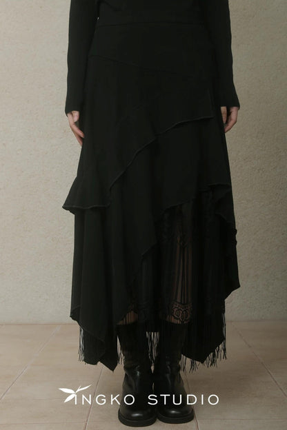 Layered Asymmetrical Lace Skirt